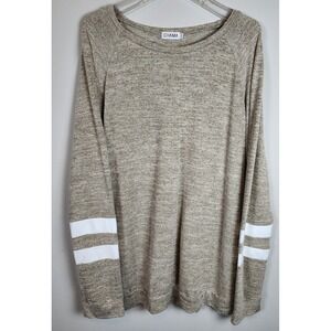 CHAMA Womens Long Sleeve Casual‎ Top with Stripe Detail Beige Size XL